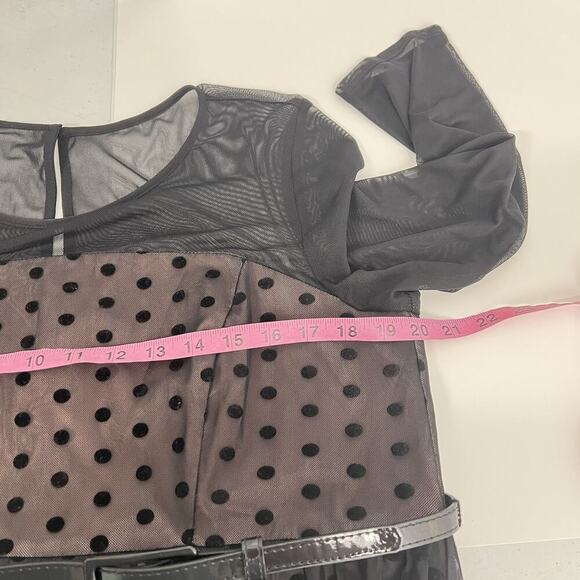 Motherhood Maternity Black Overlay Dress Size Large Polka Dot Party Stretch - Picture 8 of 10